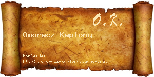Omoracz Kaplony névjegykártya